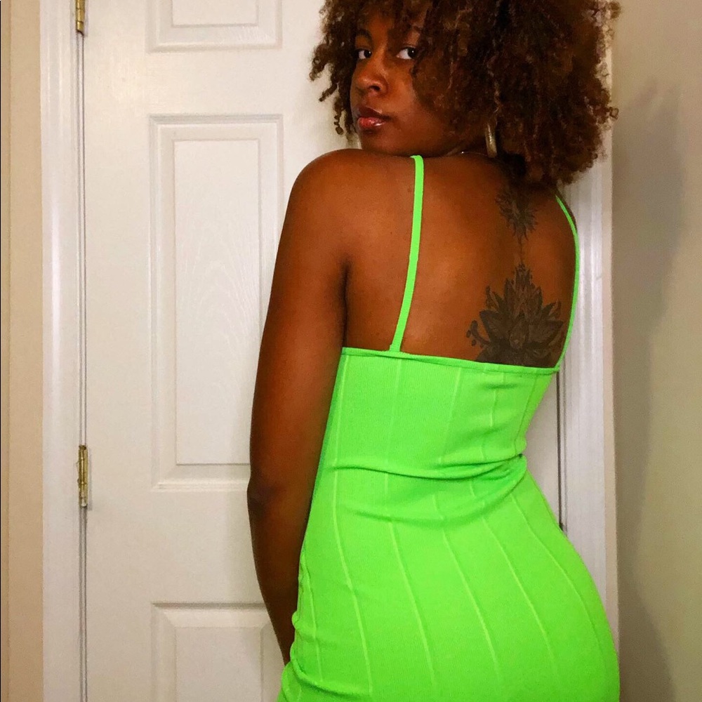 Neon Green Mini Cami Dress